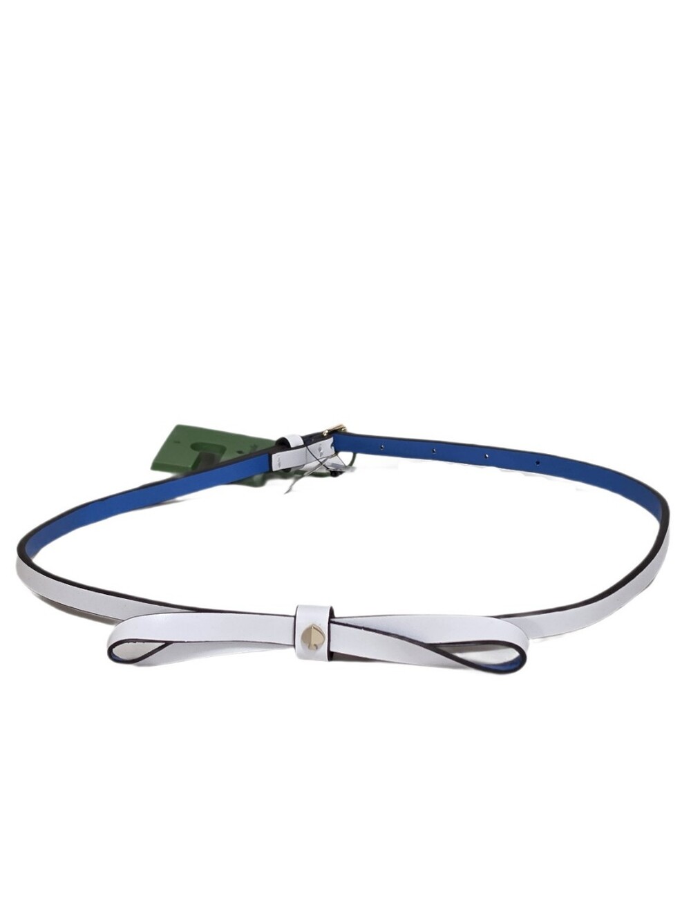 Kate Spade New York Colorblock Bow Belt Leather White/Blue Size Small